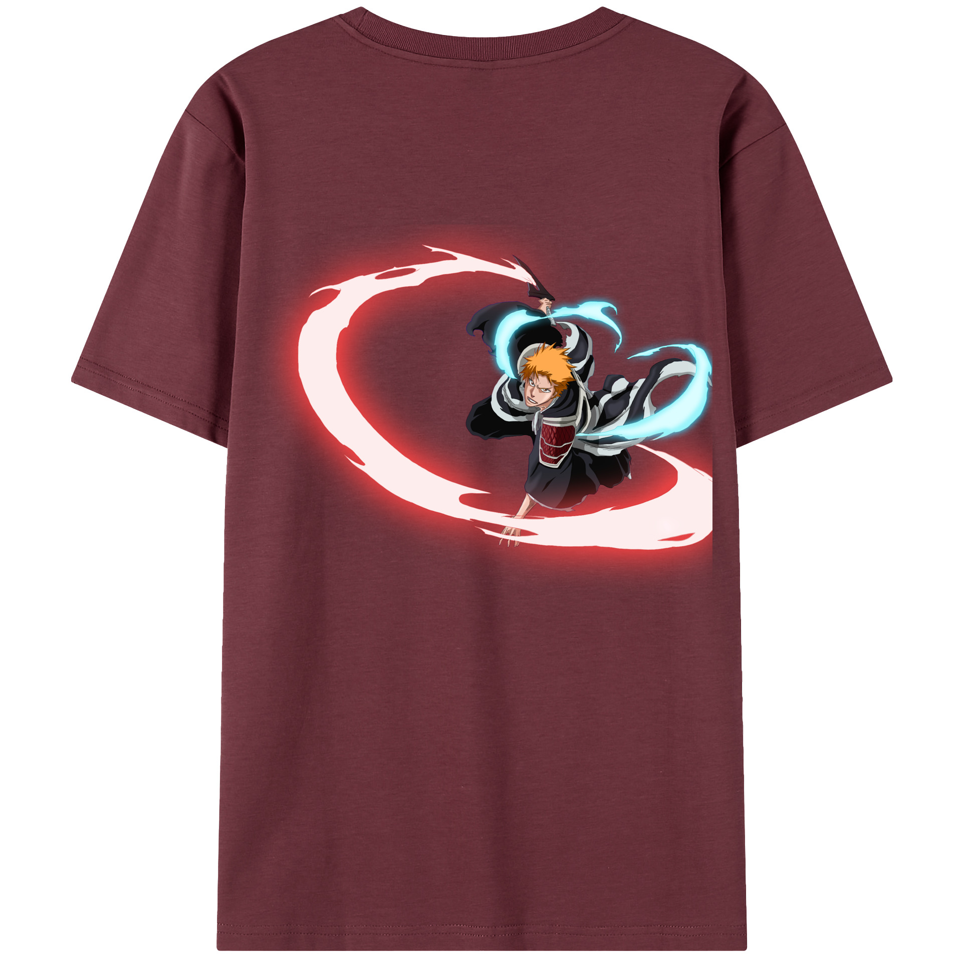 （画像用） ブリーチ 黒崎一護（くろさき いちご）BLEACH Kurosaki Ichigo 綿100％半袖Tシャツ（背面プリント）